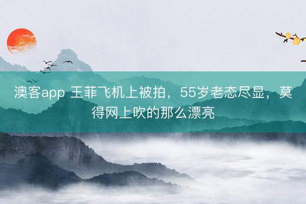 澳客app 王菲飞机上被拍，55岁老态尽显，莫得网上吹的那么漂亮