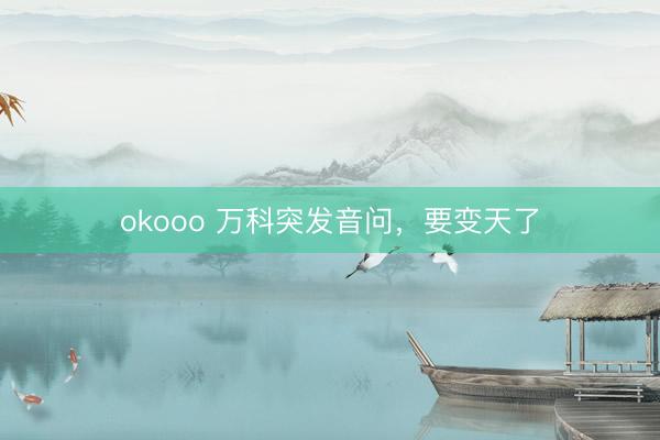 okooo 万科突发音问，要变天了