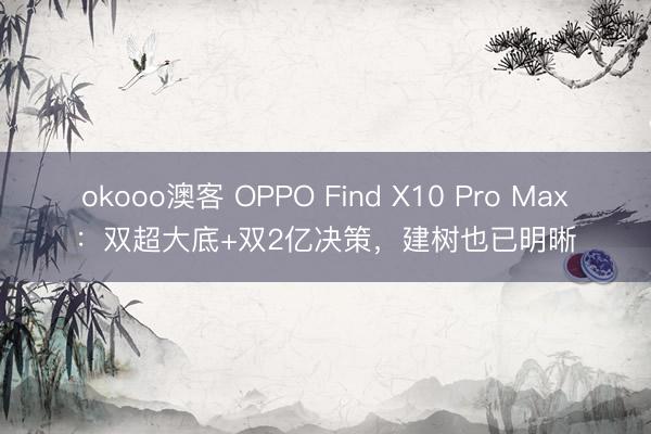 okooo澳客 OPPO Find X10 Pro Max：双超大底+双2亿决策，建树也已明晰