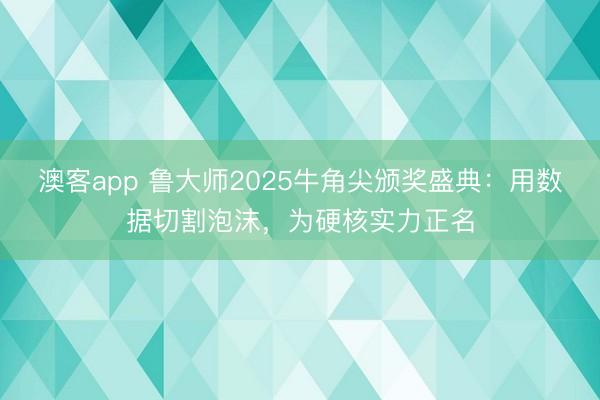 澳客app 鲁大师2025牛角尖颁奖盛典：用数据切割泡沫，为硬核实力正名