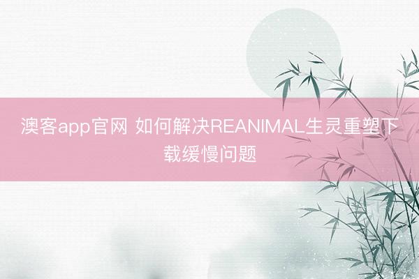澳客app官网 如何解决REANIMAL生灵重塑下载缓慢问题
