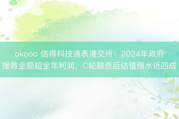 okooo 信得科技递表港交所：2024年政府援救金额超全年利润，C轮融资后估值缩水近四成