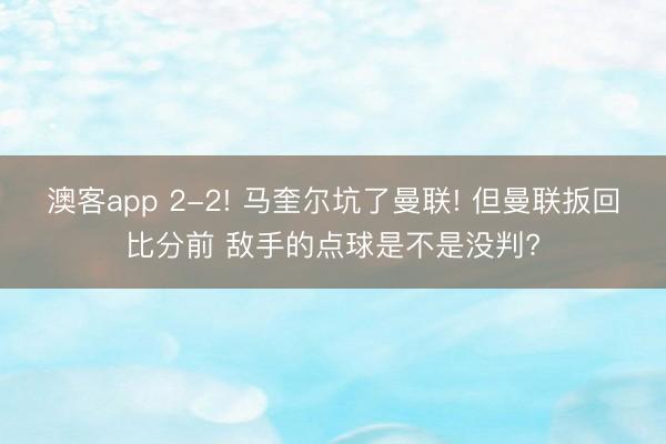 澳客app 2-2! 马奎尔坑了曼联! 但曼联扳回比分前 敌手的点球是不是没判?