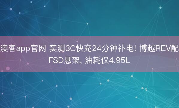 澳客app官网 实测3C快充24分钟补电! 博越REV配FSD悬架， 油耗仅4.95L