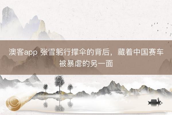 澳客app 张雪躬行撑伞的背后,藏着中国赛车被暴虐的另一面