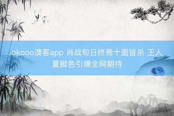 okooo澳客app 肖战旬日终焉十面皆杀 王人夏脚色引爆全网期待