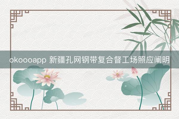 okoooapp 新疆孔网钢带复合督工场照应阐明