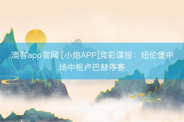 澳客app官网 [小炮APP]竞彩谍报：纽伦堡中场中枢卢巴赫停赛