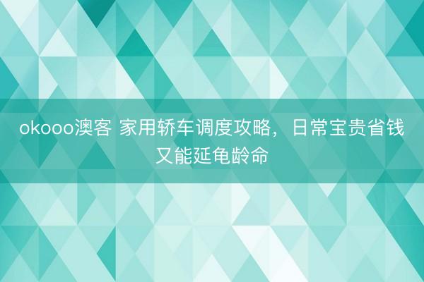 okooo澳客 家用轿车调度攻略，日常宝贵省钱又能延龟龄命