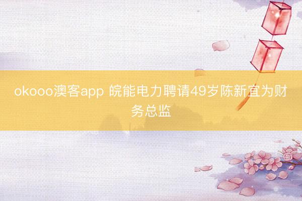 okooo澳客app 皖能电力聘请49岁陈新宜为财务总监