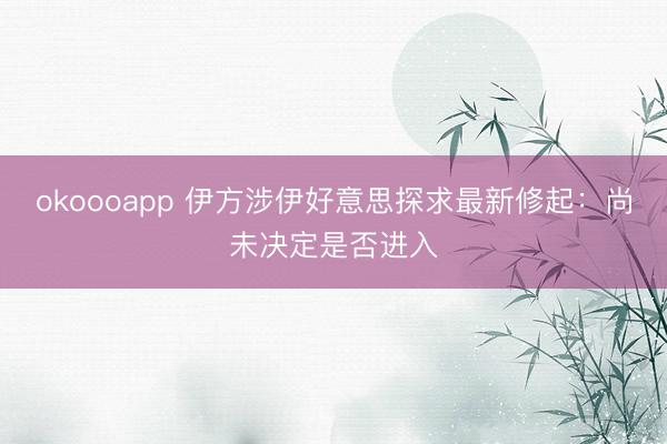 okoooapp 伊方涉伊好意思探求最新修起：尚未决定是否进入