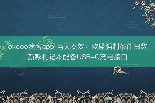 okooo澳客app 当天奏效：欧盟强制条件扫数新款札记本配备USB-C充电接口