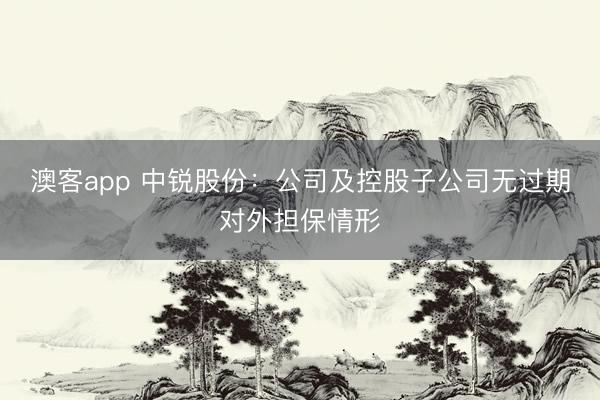 澳客app 中锐股份：公司及控股子公司无过期对外担保情形