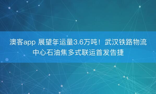 澳客app 展望年运量3.6万吨！武汉铁路物流中心石油焦多式联运首发告捷