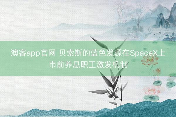 澳客app官网 贝索斯的蓝色发源在SpaceX上市前养息职工激发机制