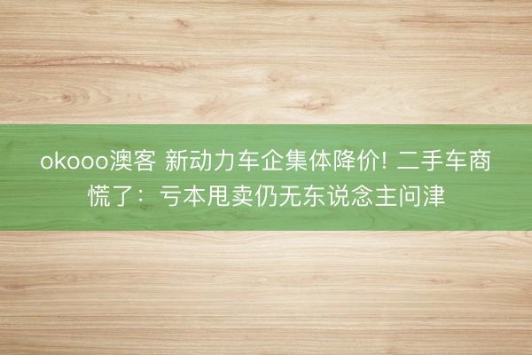 okooo澳客 新动力车企集体降价! 二手车商慌了：亏本甩卖仍无东说念主问津