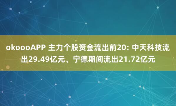 okoooAPP 主力个股资金流出前20: 中天科技流出29.49亿元、宁德期间流出21.72亿元