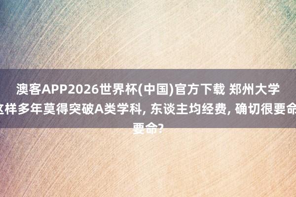 澳客APP2026世界杯(中国)官方下载 郑州大学这样多年莫得突破A类学科， 东谈主均经费， 确切很要命?