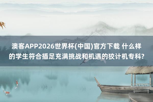 澳客APP2026世界杯(中国)官方下载 什么样的学生符合插足充满挑战和机遇的狡计机专科?