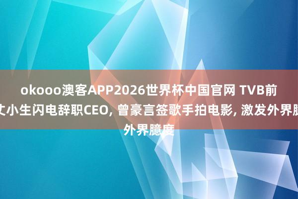 okooo澳客APP2026世界杯中国官网 TVB前方丈小生闪电辞职CEO， 曾豪言签歌手拍电影， 激发外界臆度