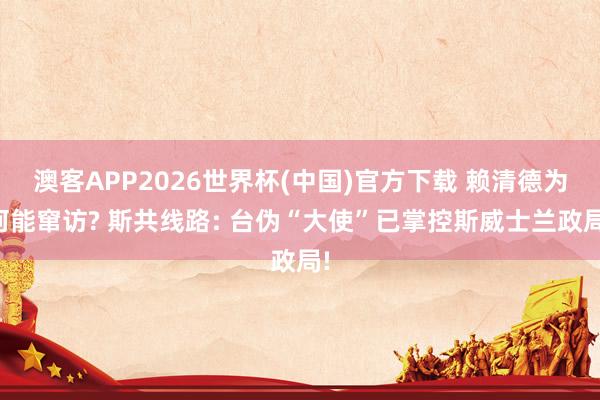 澳客APP2026世界杯(中国)官方下载 赖清德为何能窜访? 斯共线路: 台伪“大使”已掌控斯威士兰政局!