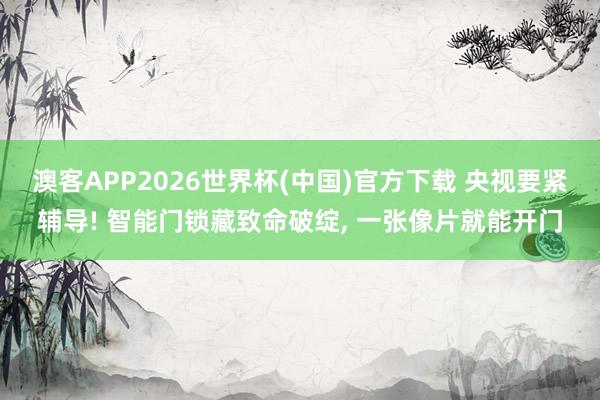 澳客APP2026世界杯(中国)官方下载 央视要紧辅导! 智能门锁藏致命破绽， 一张像片就能开门