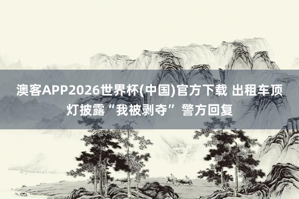 澳客APP2026世界杯(中国)官方下载 出租车顶灯披露“我被剥夺” 警方回复