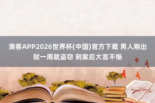 澳客APP2026世界杯(中国)官方下载 男人刚出狱一周就盗窃 到案后大言不惭