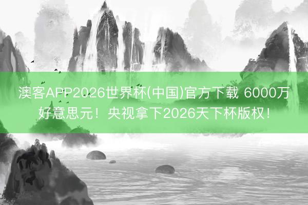 澳客APP2026世界杯(中国)官方下载 6000万好意思元！央视拿下2026天下杯版权！