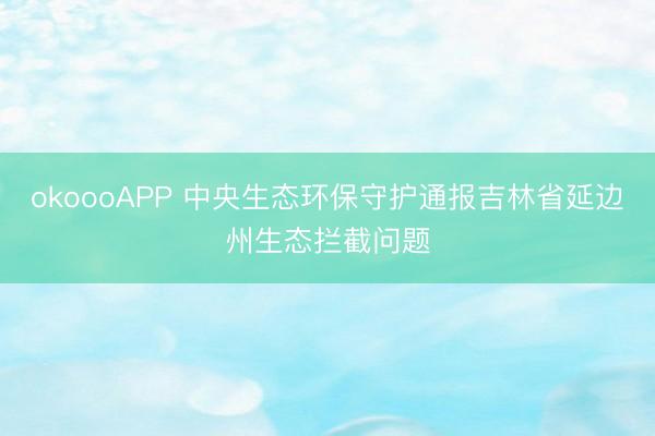 okoooAPP 中央生态环保守护通报吉林省延边州生态拦截问题