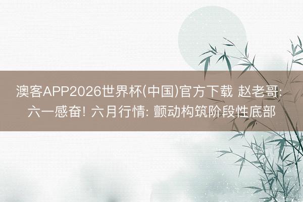 澳客APP2026世界杯(中国)官方下载 赵老哥: 六一感奋! 六月行情: 颤动构筑阶段性底部