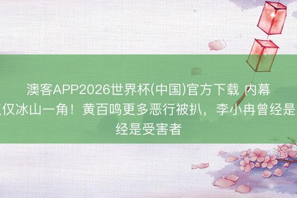 澳客APP2026世界杯(中国)官方下载 内幕交游仅仅冰山一角！黄百鸣更多恶行被扒，李小冉曾经是受害者