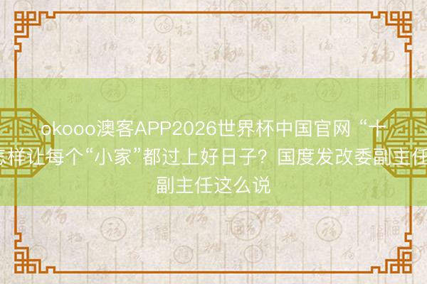 okooo澳客APP2026世界杯中国官网 “十五五”怎样让每个“小家”都过上好日子?国度发改委副主任这么说