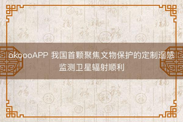 okoooAPP 我国首颗聚焦文物保护的定制遥感监测卫星辐射顺利