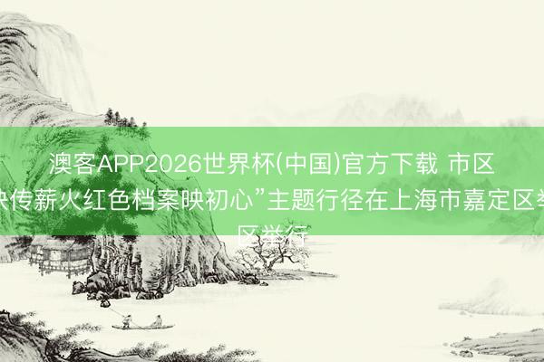 澳客APP2026世界杯(中国)官方下载 市区联袂传薪火红色档案映初心”主题行径在上海市嘉定区举行
